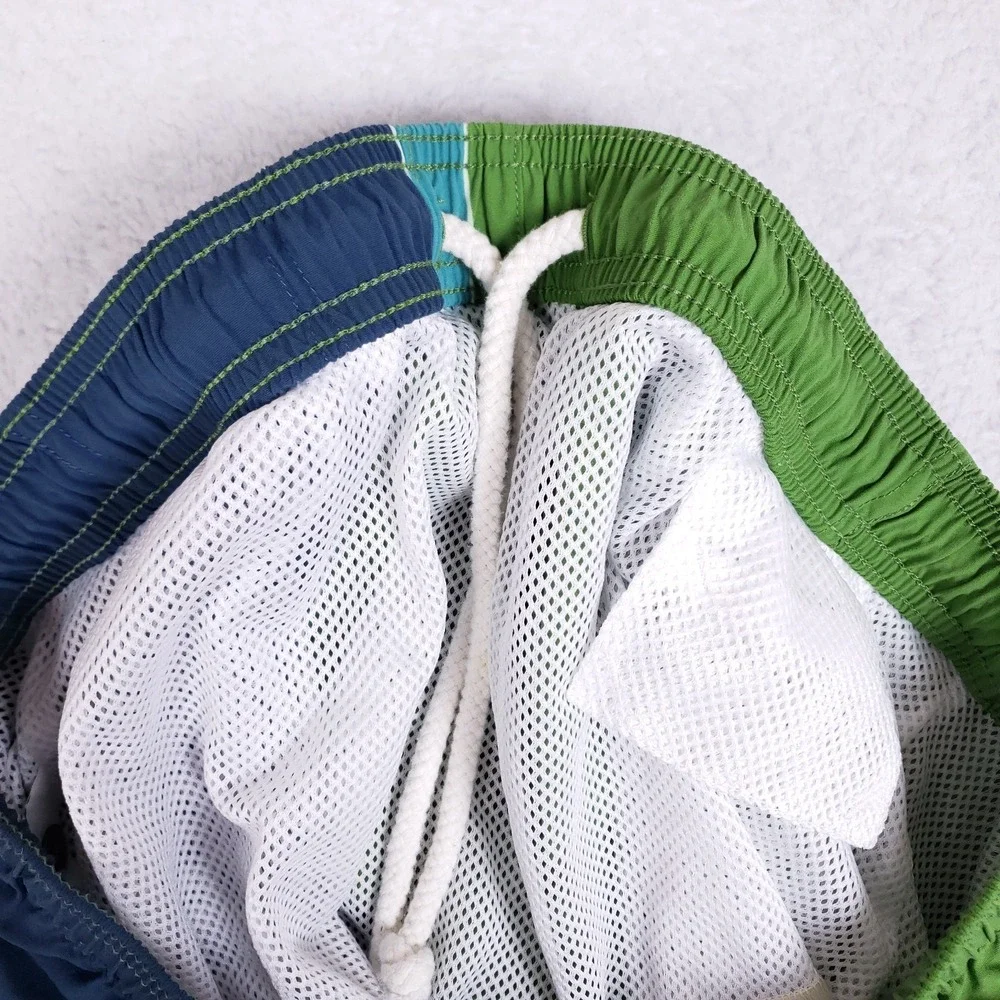 Tommy Bahama Swim Trunks M Colorblock Green Blue Palm Tree Board Shorts‎
